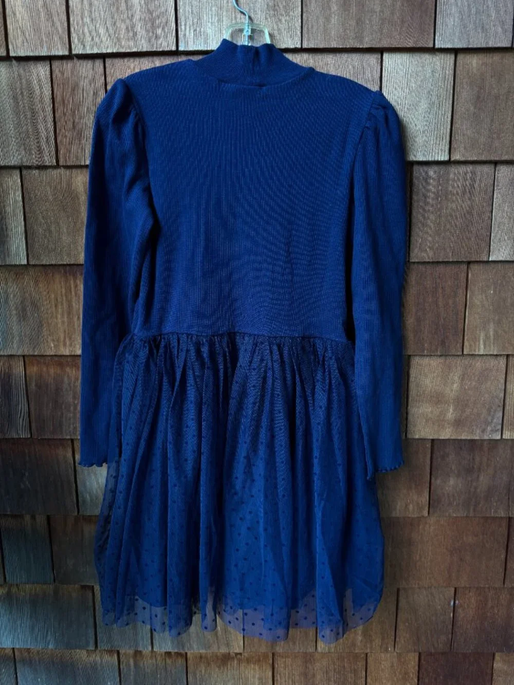 GAP Midnight Blue 2 in 1 Long Sleeve Mock Neck Knit & Tulle Dress in XX-Large